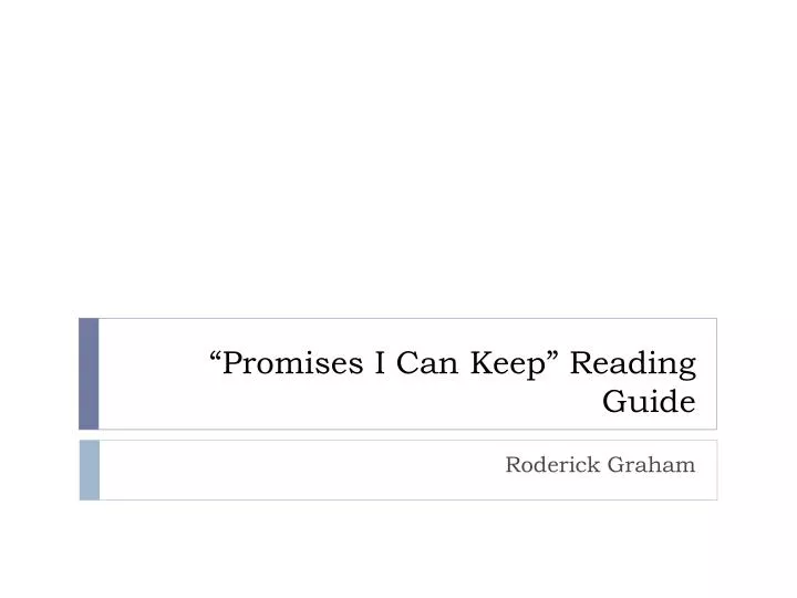 promises i can keep reading guide