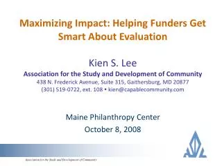 Maine Philanthropy Center October 8, 2008