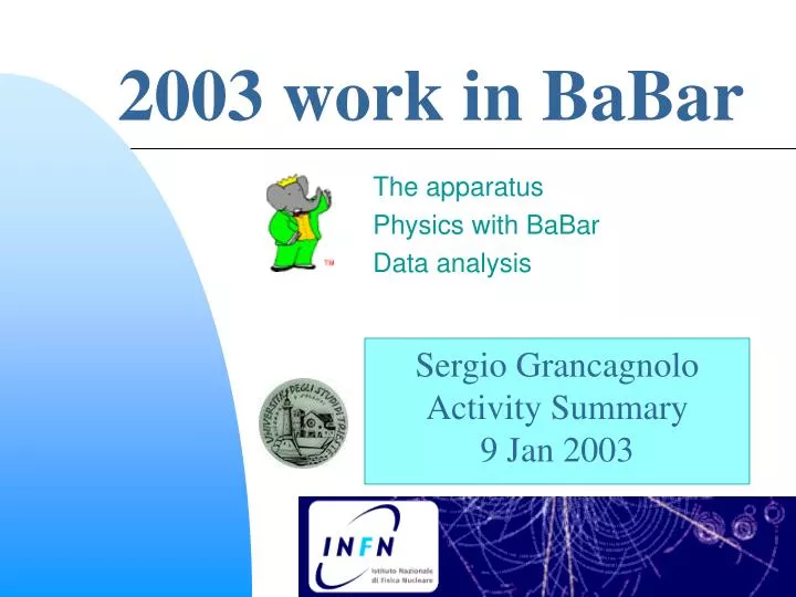 2003 work in babar