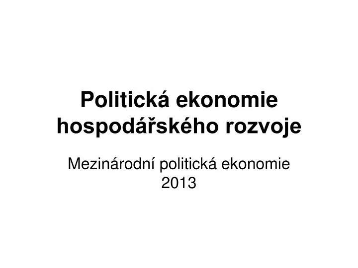 politick ekonomie hospod sk ho rozvoje