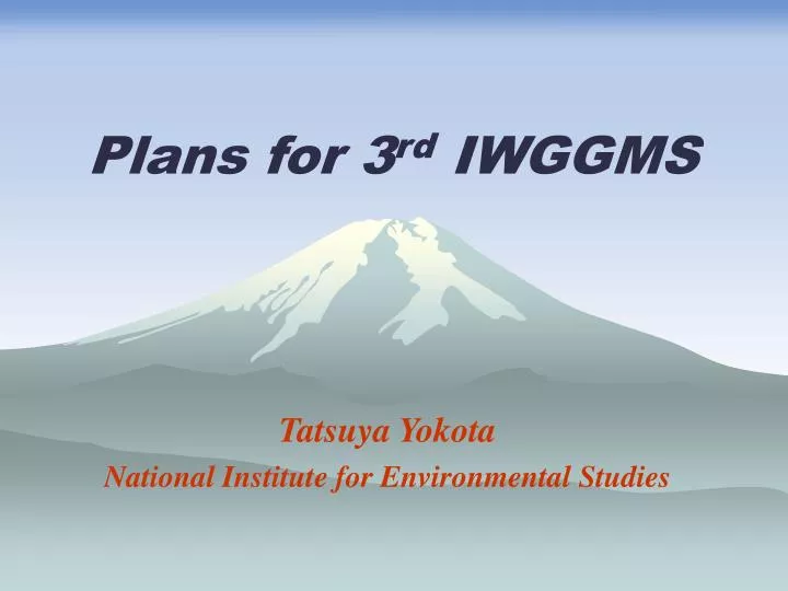 plans for 3 rd iwggms