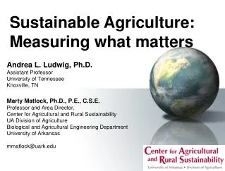 Sustainable Agriculture: Measuring what matters