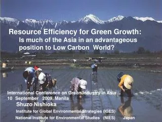 Resource Efficiency for Green Growth: Is much of the Asia in an advantageous
