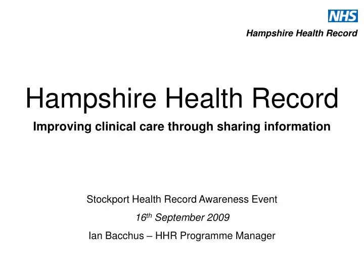 hampshire health record improving clinical care through sharing information