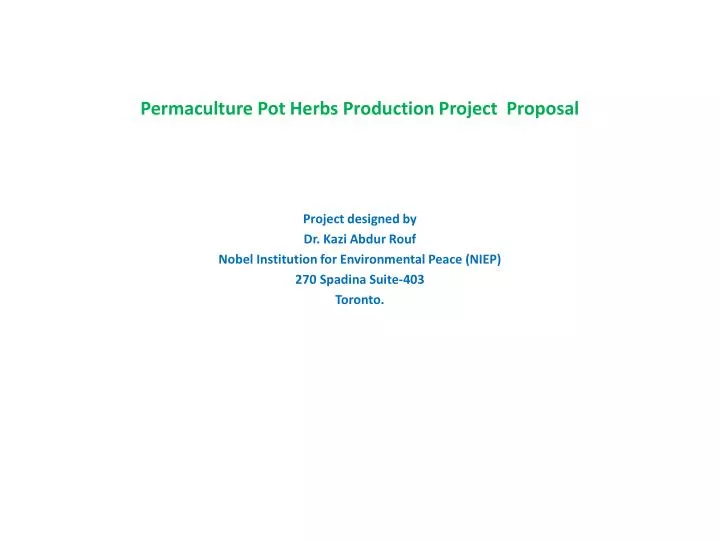permaculture pot herbs production project proposal