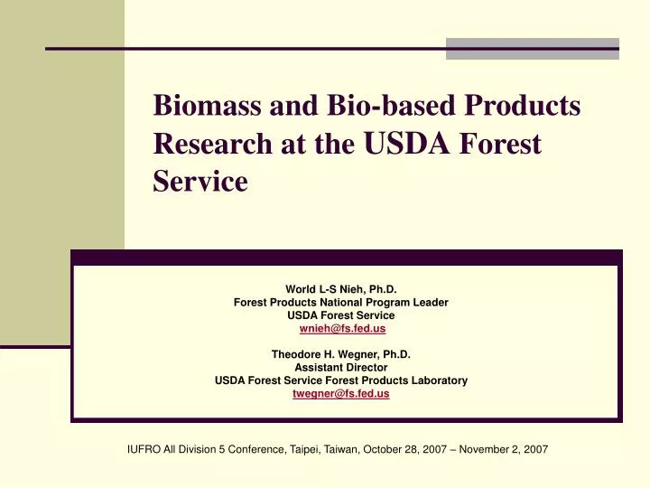 biomass and bio based products research at the usda forest service