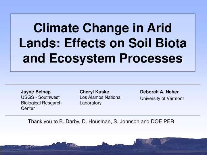 climate change in arid lands effects on soil biota and ecosystem processes