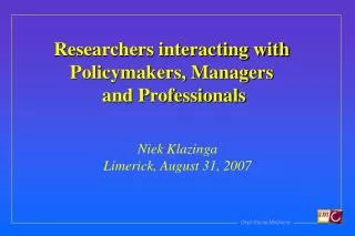 Researchers interacting with Policymakers, Managers and Professionals