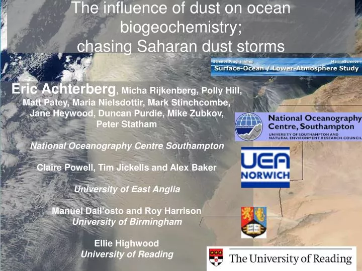 the influence of dust on ocean biogeochemistry chasing saharan dust storms