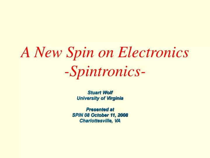 a new spin on electronics spintronics