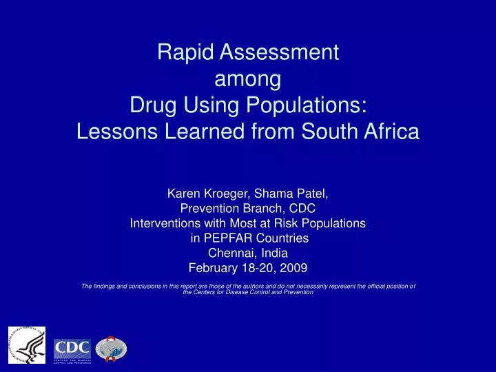 rapid assessment among drug using populations lessons learned from south africa