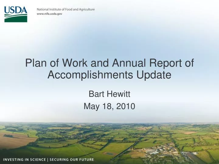 plan of work and annual report of accomplishments update