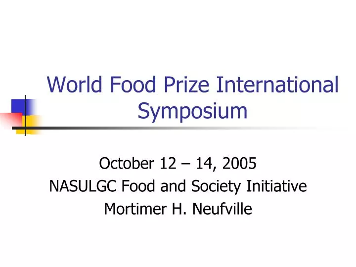 world food prize international symposium