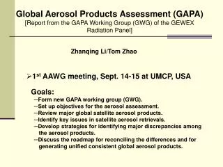 Global Aerosol Products Assessment (GAPA)