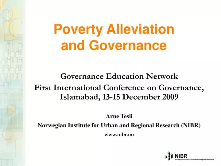 poverty alleviation and governance