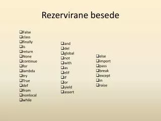 rezervirane besede