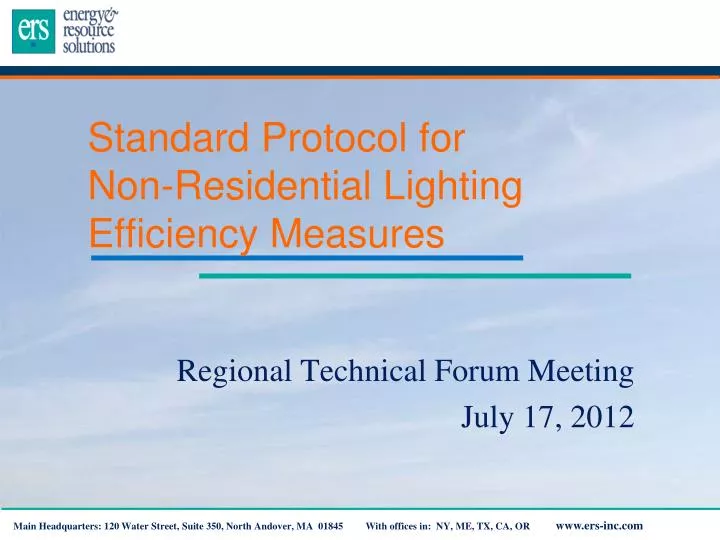 standard protocol for non residential lighting efficiency measures