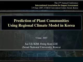Prediction of Plant Communities Using Regional Climate Model in Korea