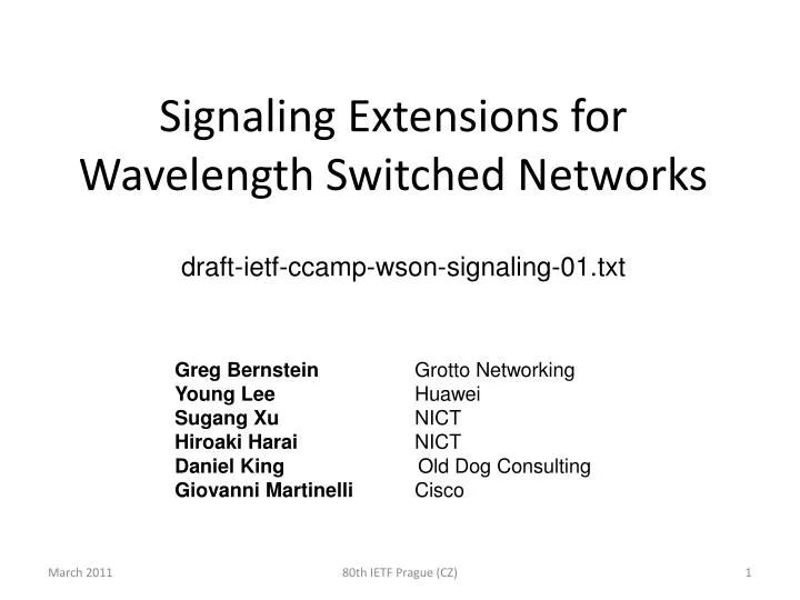 signaling extensions for wavelength switched networks