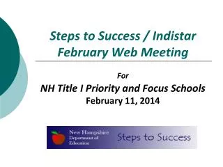 Steps to Success / Indistar February Web Meeting