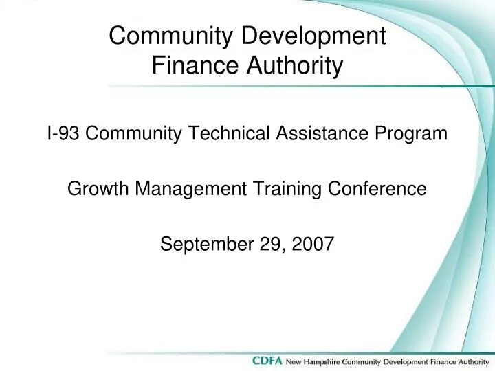 community development finance authority