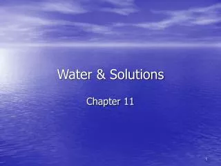 Water &amp; Solutions