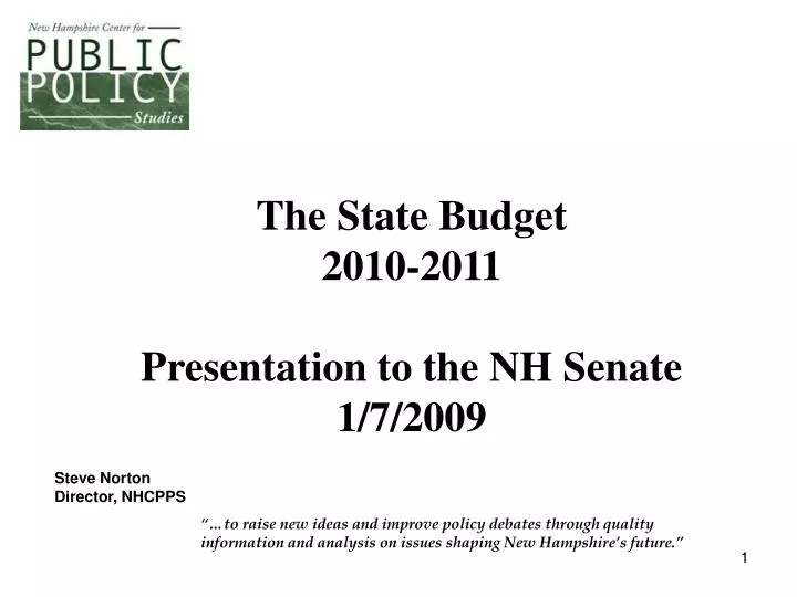 the state budget 2010 2011 presentation to the nh senate 1 7 2009