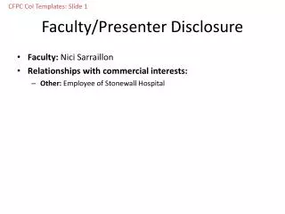 Faculty/Presenter Disclosure