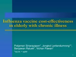 Influenza vaccine cost-effectiveness in elderly with chronic illness