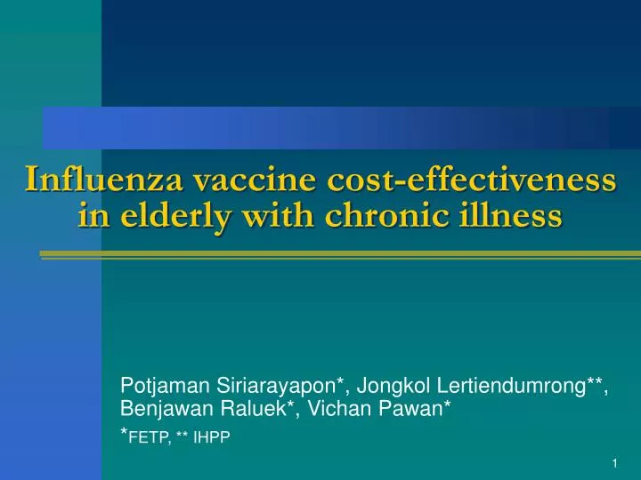 influenza vaccine cost effectiveness in elderly with chronic illness