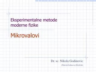 eksperimentalne metode moderne fizike