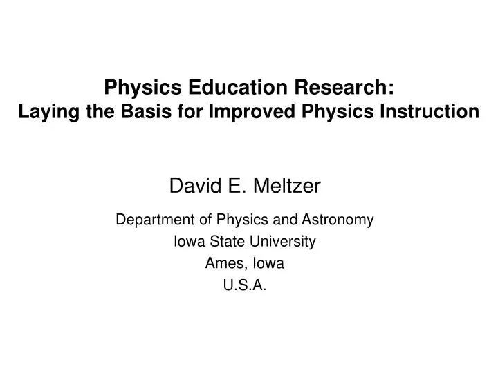 physics education research laying the basis for improved physics instruction