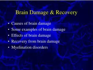 Brain Damage &amp; Recovery