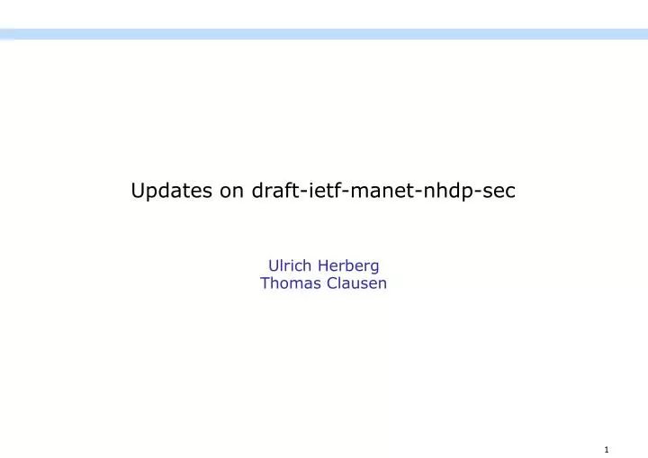 updates on draft ietf manet nhdp sec