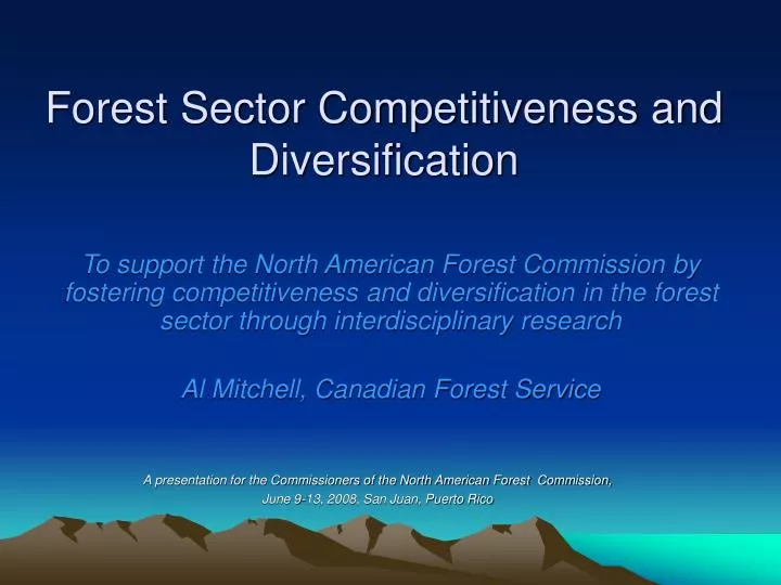 forest sector competitiveness and diversification