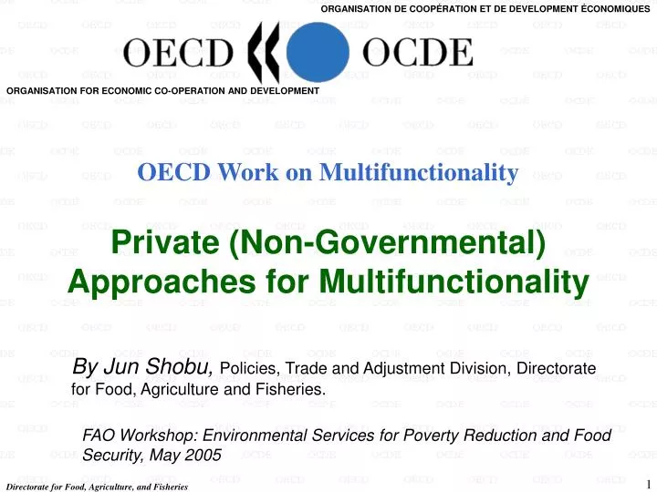 oecd work on multifunctionality private non governmental approaches for multifunctionality