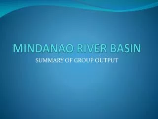 MINDANAO RIVER BASIN