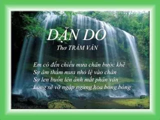 DẶN DÒ Thơ TRẦM VÂN