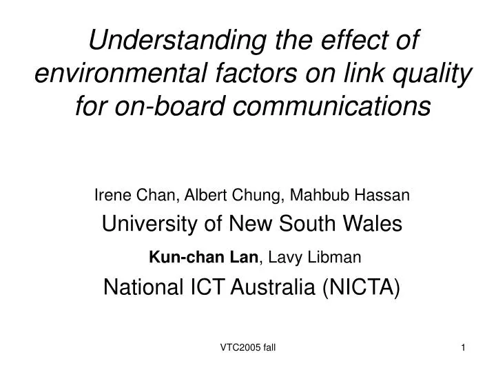 understanding the effect of environmental factors on link quality for on board communications