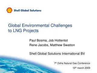 Global Environmental Challenges to LNG Projects