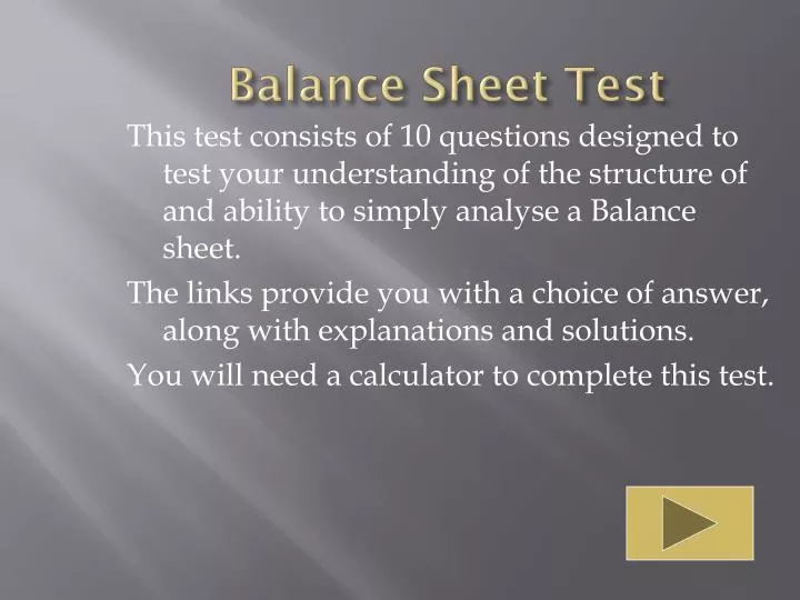 balance sheet test