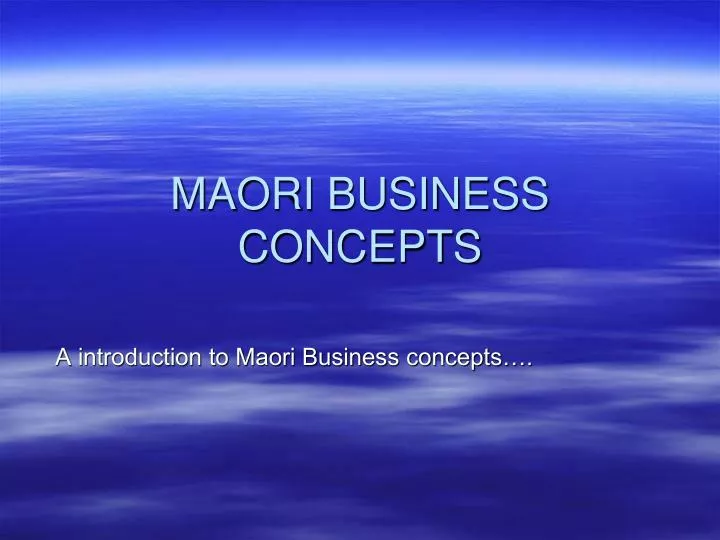 maori business concepts