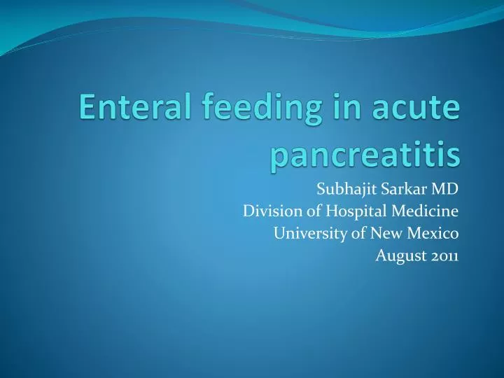 enteral feeding in acute pancreatitis