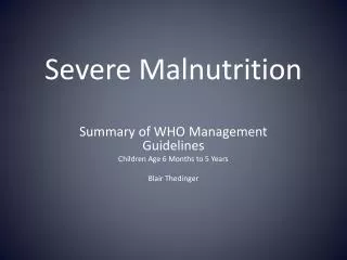 Severe Malnutrition