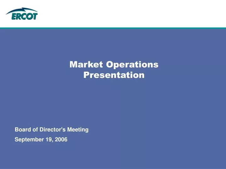 market operations presentation