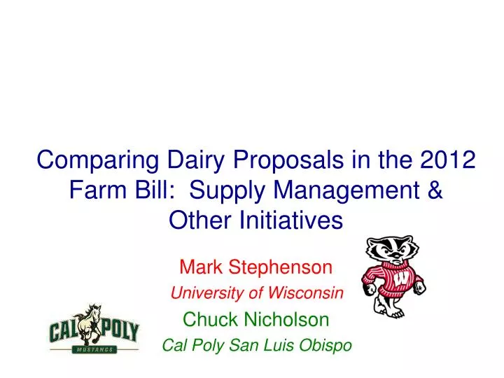 comparing dairy proposals in the 2012 farm bill supply management other initiatives