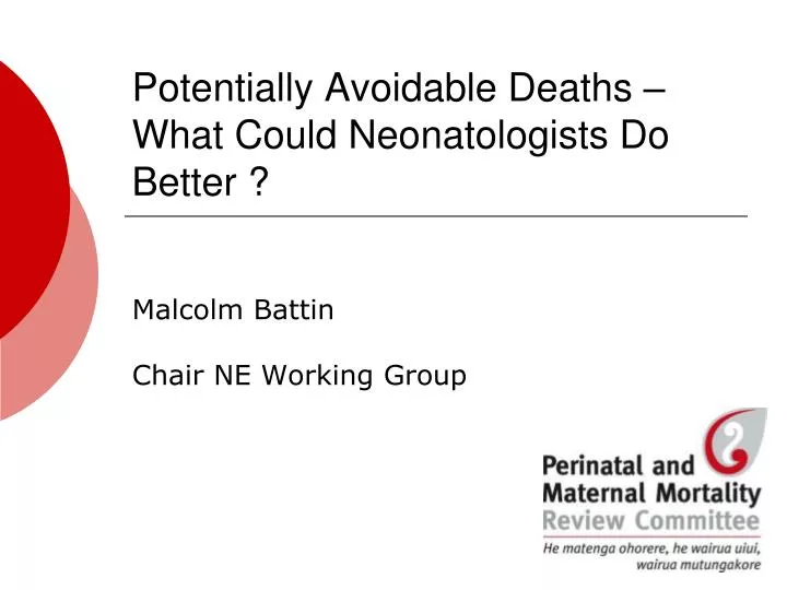 potentially avoidable deaths what could neonatologists do better