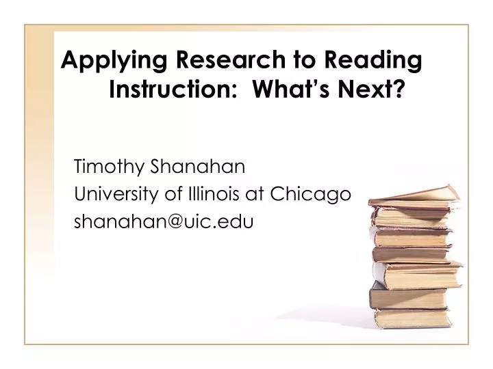 applying research to reading instruction what s next