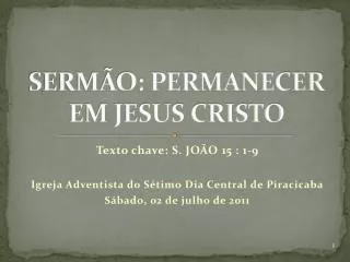 serm o permanecer em jesus cristo