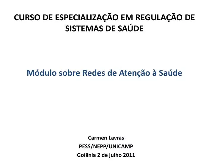 curso de especializa o em regula o de sistemas de sa de m dulo sobre redes de aten o sa de